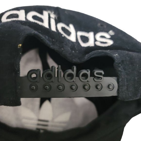VTG Adidas Trefoil Snapback Hat Adjustable Black Blockhead Logo - Picture 7 of 7